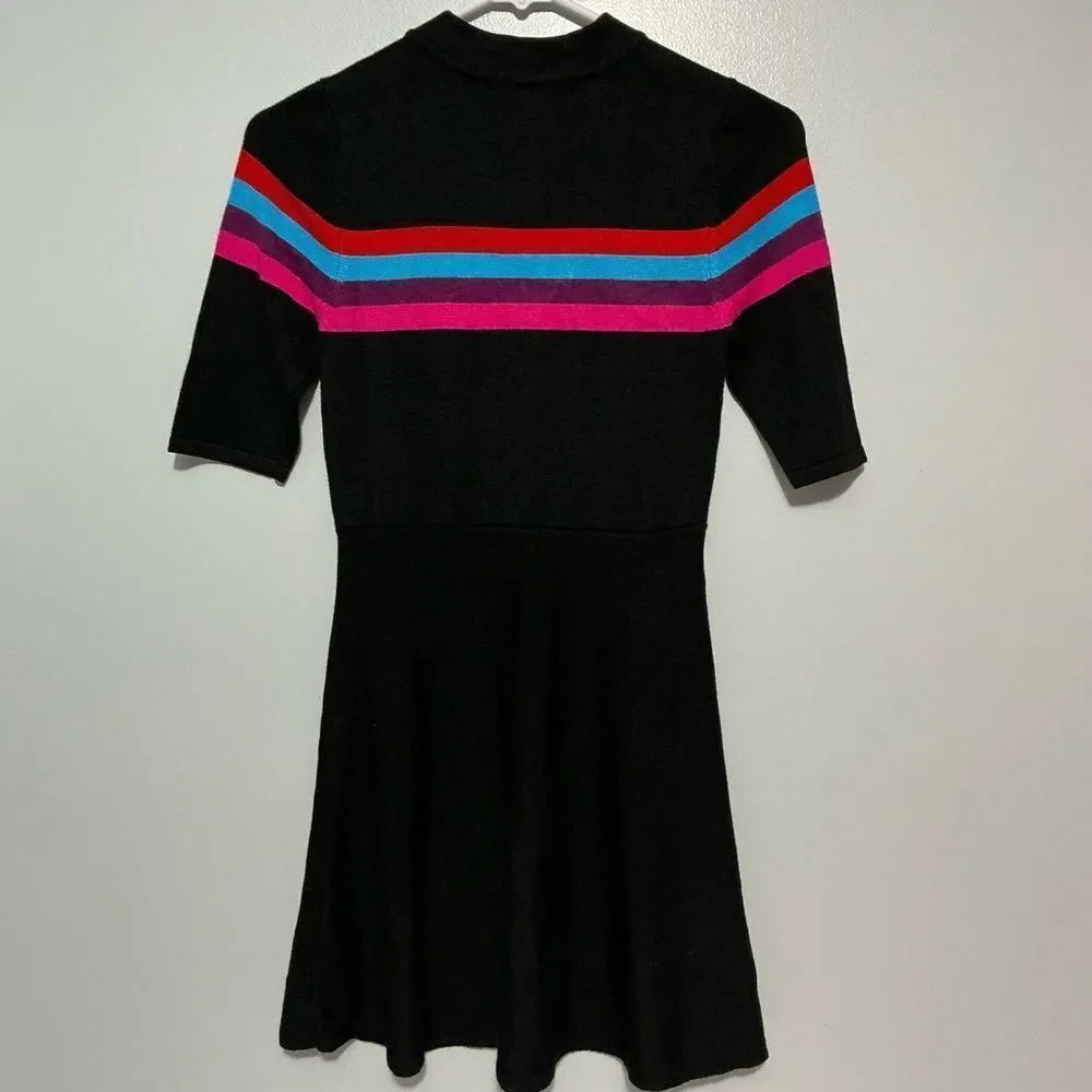 Sequin Heart girls Black Dress with Pink and Blue Stripes size L